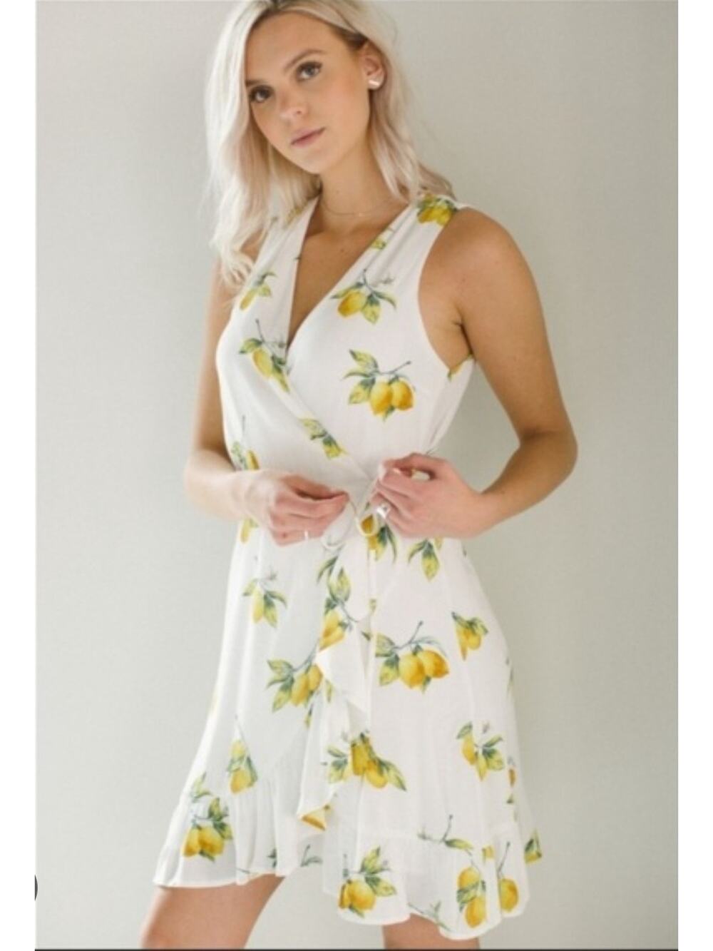 Rails Madison White Lemons Wrap Mini Dress XS